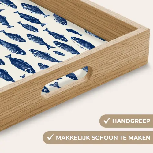 Vissen - Patroon - Blauw - Wit Dienblad Rechthoek middel 911 -USP_HandgreepNL