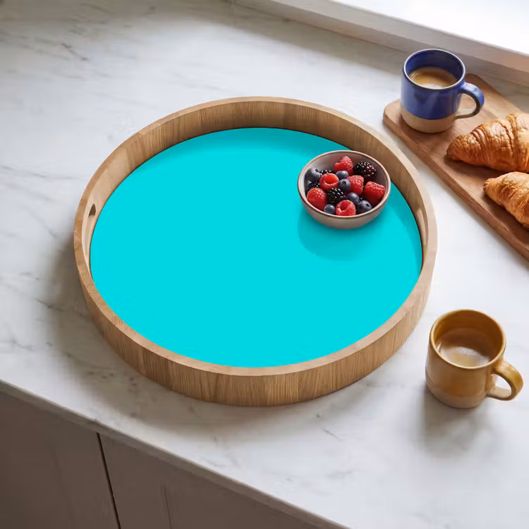 Vivid - Aquamarine - Turkoois Dienblad Rond middel 914 -sfeer2
