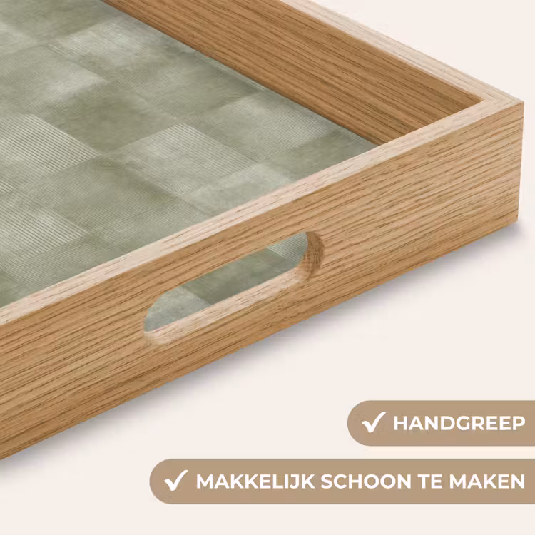 Vlakken - Rustiek - Groen Dienblad Rechthoek middel 911 -USP_HandgreepNL