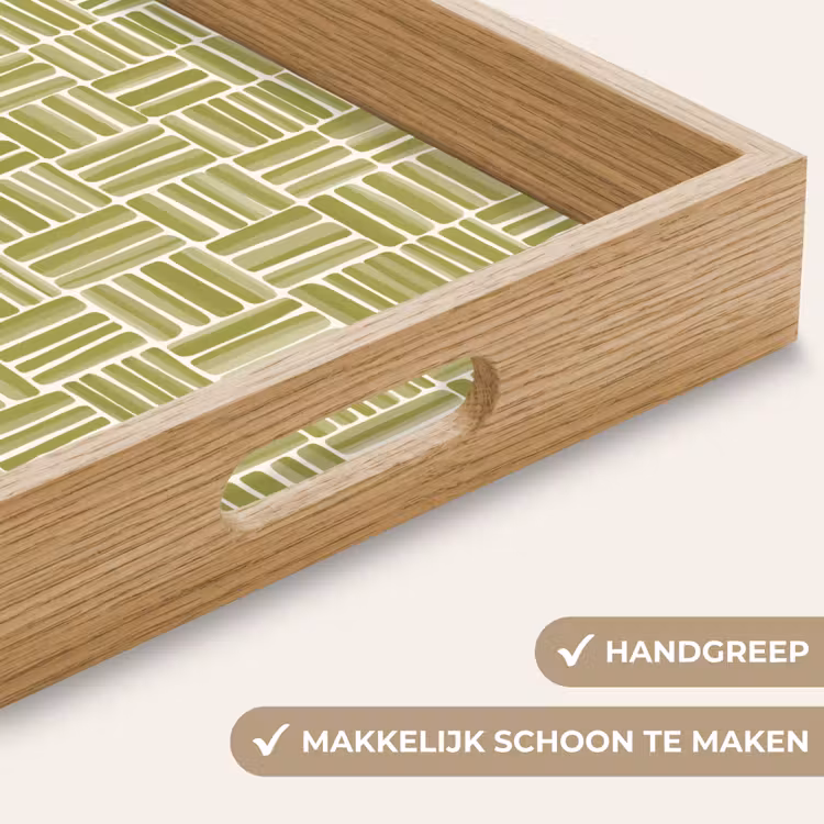 Vlecht - Patroon - Groen Dienblad Rechthoek middel 911 -USP_HandgreepNL