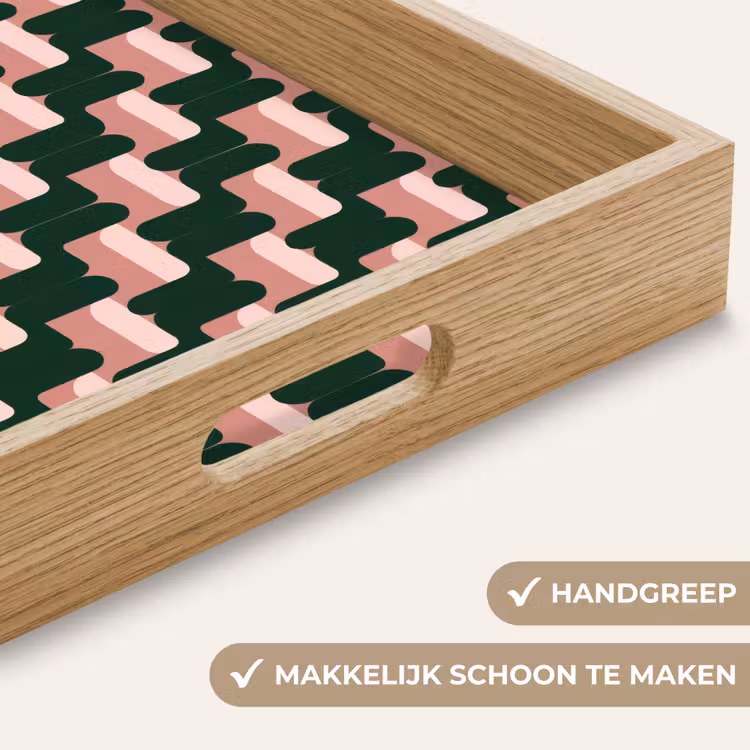 Vlechtpatroon - Groen - Roze - Geometrisch Dienblad Rechthoek middel 911 -USP_HandgreepNL
