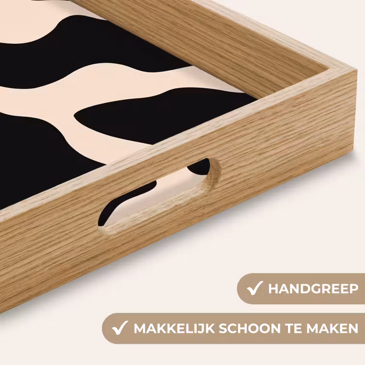 Vlekkenpatroon - Koe - Beige Dienblad Rechthoek middel -USP_HandgreepNL