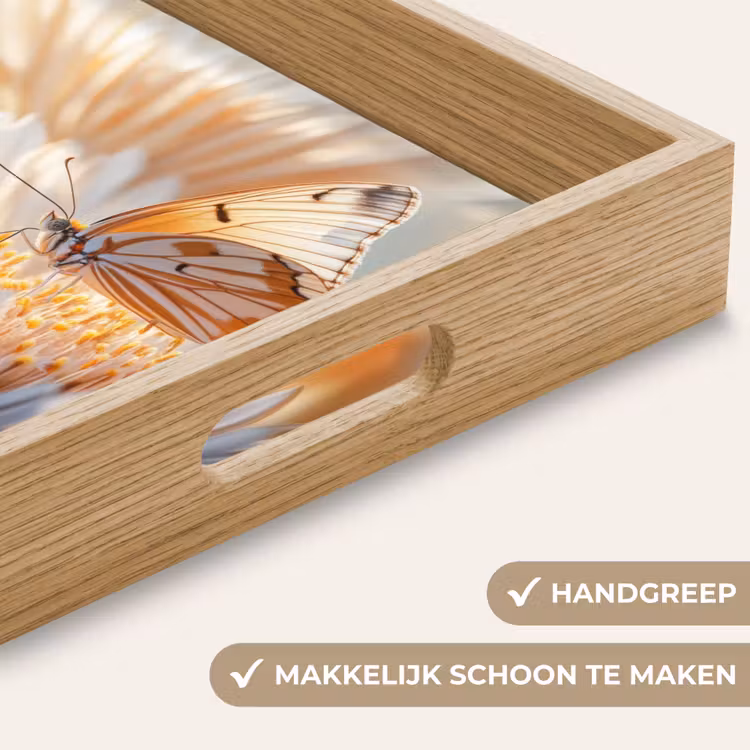 Vlinder - Bloem - Oranje Dienblad Rechthoek middel -USP_HandgreepNL
