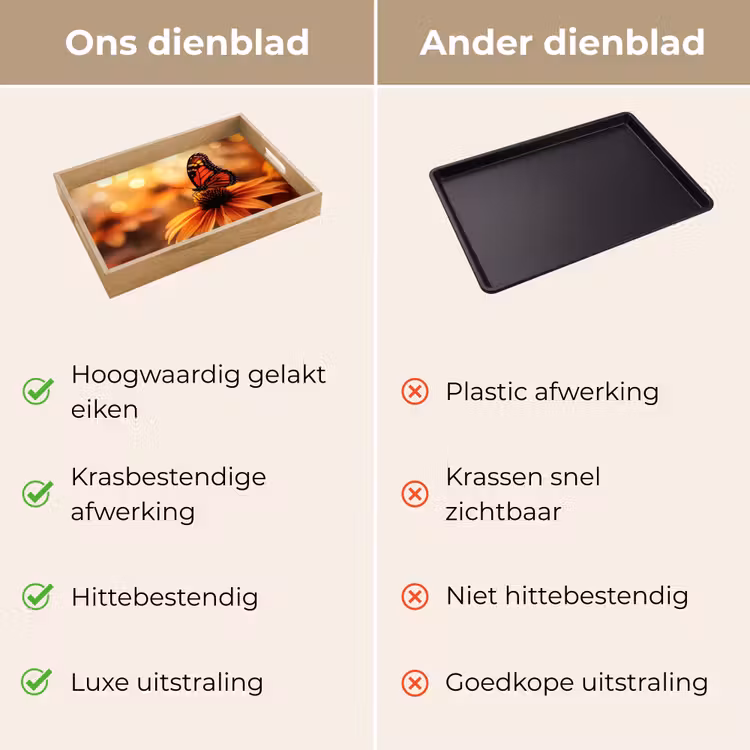 Vlinder - Bloemen - Oranje Dienblad Rechthoek middel -USP_VergelijkingNL