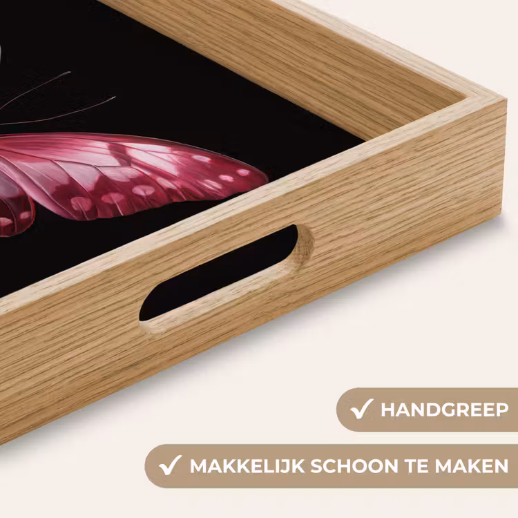 Vlinder - Fuchsia - Grafisch Dienblad Rechthoek middel -USP_HandgreepNL