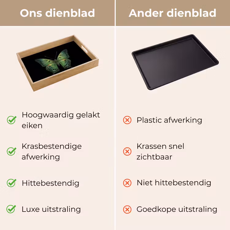Vlinder - Groen - Diepte Dienblad Rechthoek middel -USP_VergelijkingNL