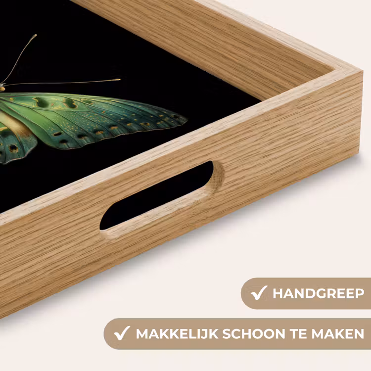 Vlinder - Groen - Diepte Dienblad Rechthoek middel -USP_HandgreepNL