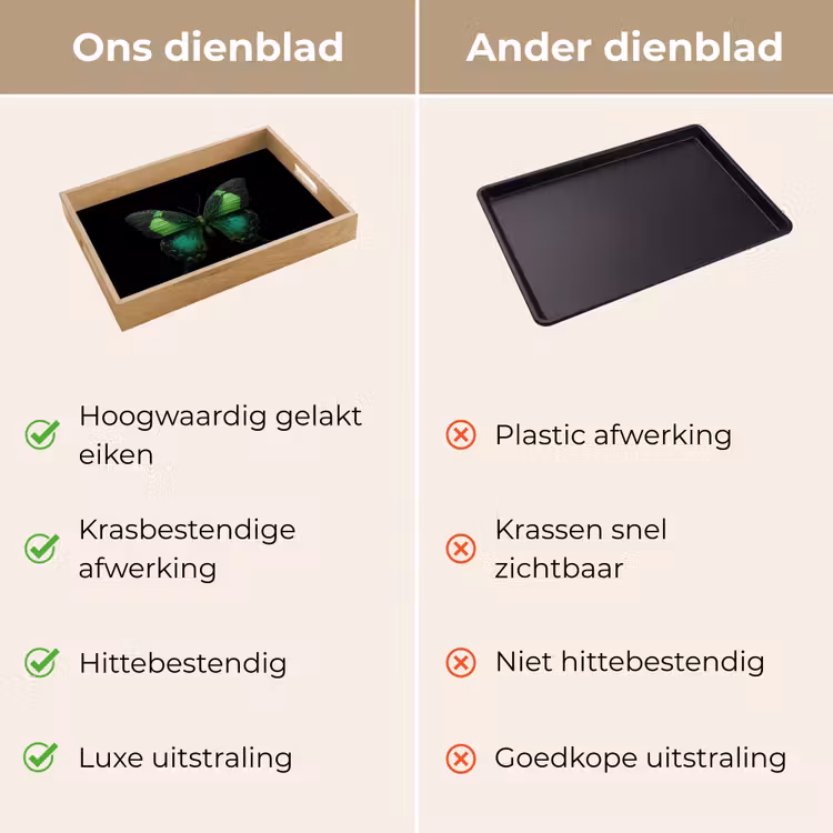 Vlinder - Groen - Opvallend Dienblad Rechthoek middel -USP_VergelijkingNL