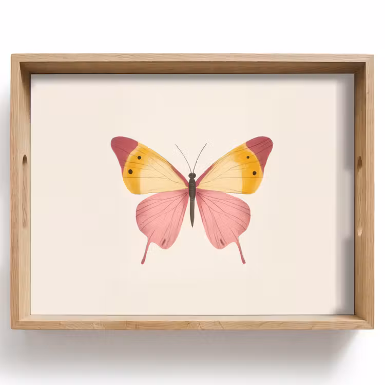 Vlinder - Illustratie - Roze Dienblad Rechthoek middel -z3d_shopping