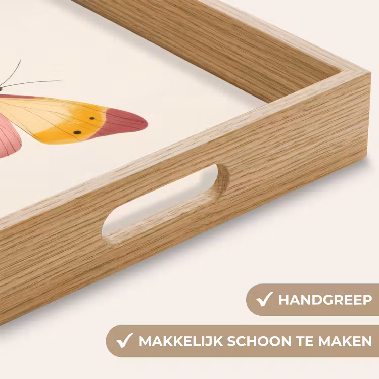 Vlinder - Illustratie - Roze Dienblad Rechthoek middel -USP_HandgreepNL