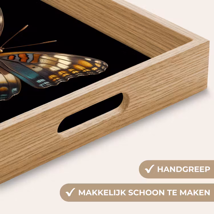 Vlinder - Kleurrijk - mozaïekachtig Dienblad Rechthoek middel -USP_HandgreepNL