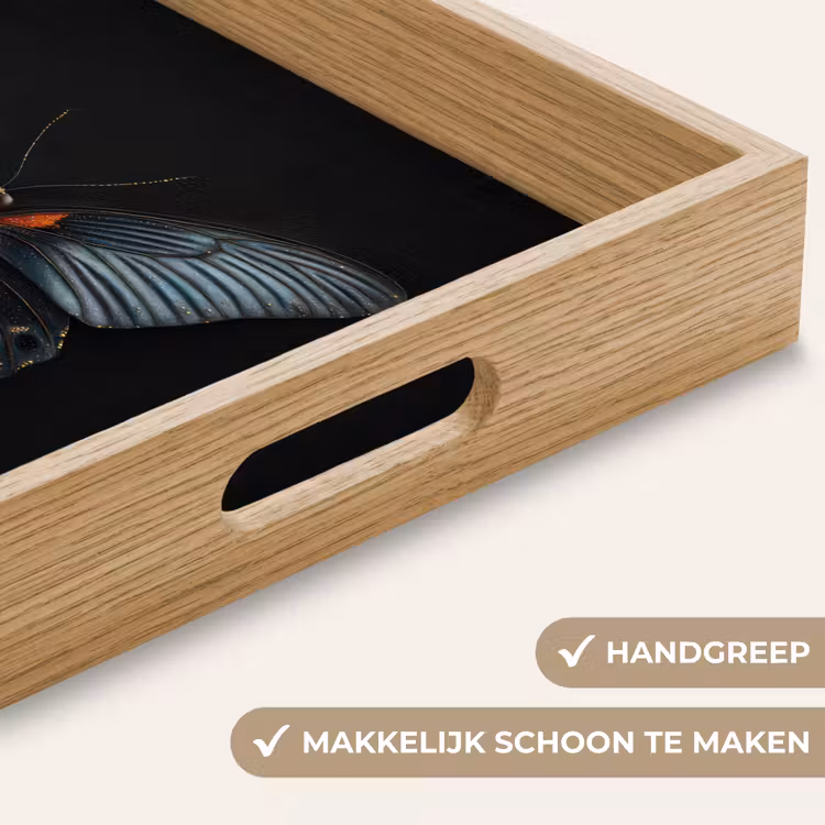 Vlinder - Metaalachtig - Geometrisch patroon Dienblad Rechthoek middel -USP_HandgreepNL