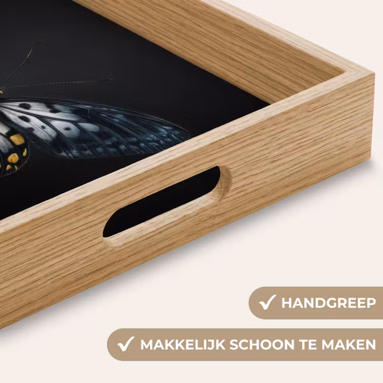 Vlinder - Monochroom - Balans Dienblad Rechthoek middel -USP_HandgreepNL