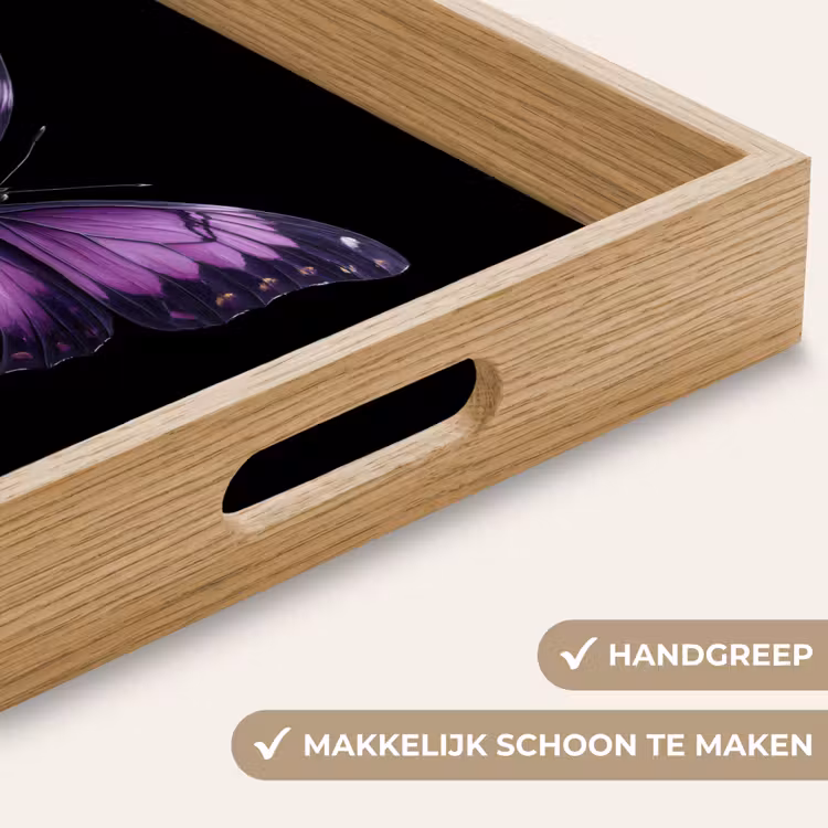 Vlinder - Paars - Levendig Dienblad Rechthoek middel -USP_HandgreepNL