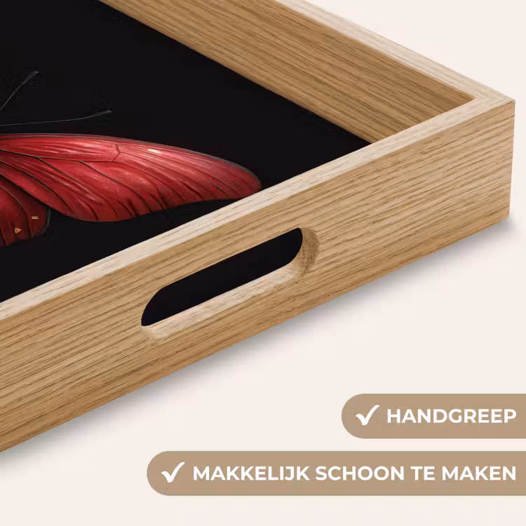 Vlinder - Rood - Minimalistisch Dienblad Rechthoek middel -USP_HandgreepNL