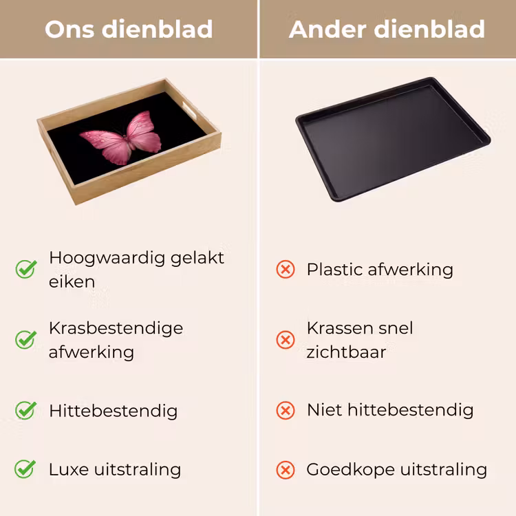 Vlinder - roze - Elegant Dienblad Rechthoek middel -USP_VergelijkingNL