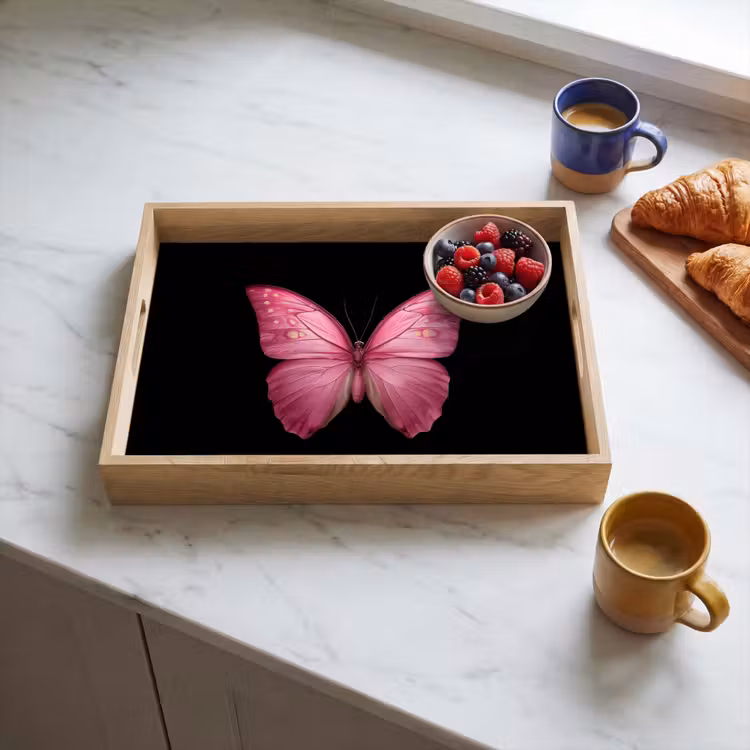 Vlinder - roze - Elegant Dienblad Rechthoek middel -sfeer2