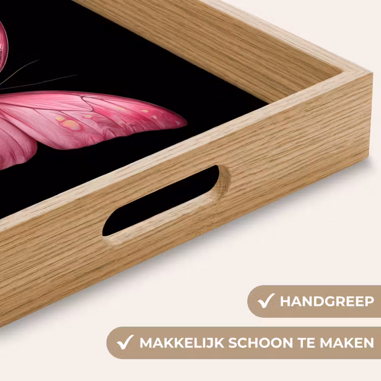 Vlinder - roze - Elegant Dienblad Rechthoek middel -USP_HandgreepNL