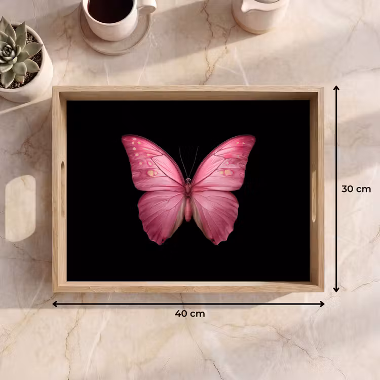 Vlinder - roze - Elegant Dienblad Rechthoek middel -USP_Formaat