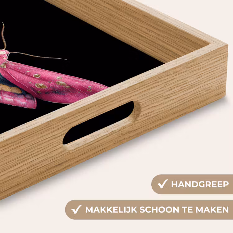 Vlinder - Roze - Nachtvlinder Dienblad Rechthoek middel -USP_HandgreepNL