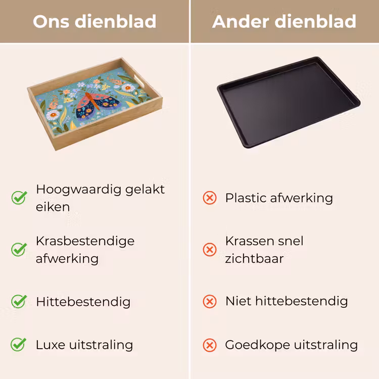 Vlinder - Sierlijk - Bloemen - Bladeren Dienblad Rechthoek middel -USP_VergelijkingNL