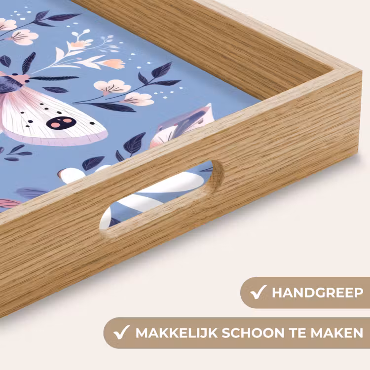 Vlinder - Vleugels - Stippen - Bloemen Dienblad Rechthoek middel -USP_HandgreepNL