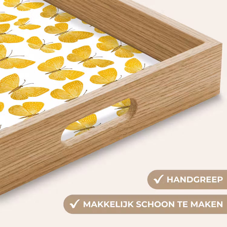 Vlinders - Botanisch - Illustratie - Geel - Wit Dienblad Rechthoek middel 911 -USP_HandgreepNL