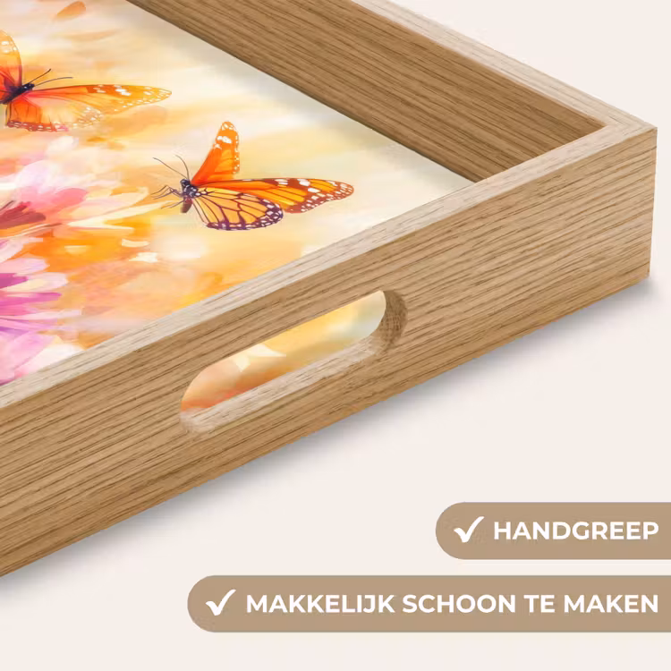 Vlinders - Oranje - Bloemen Dienblad Rechthoek middel -USP_HandgreepNL