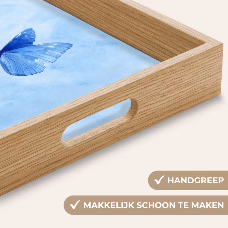 Vlinders - Sierlijk - Blauw Dienblad Rechthoek middel -USP_HandgreepNL