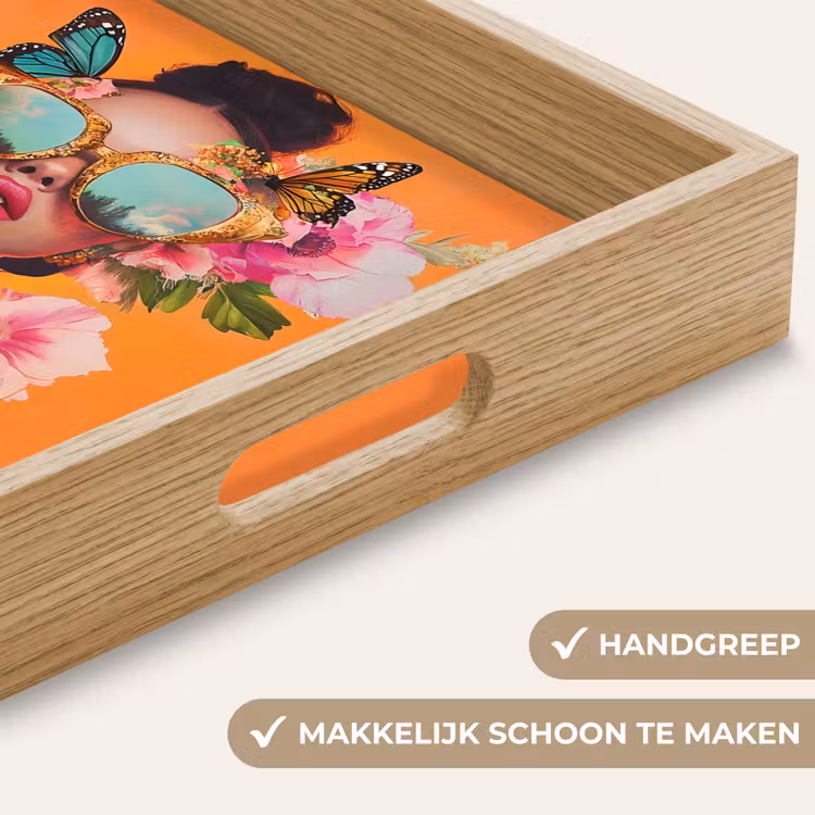 Vlinders - Vrouw - Zonnebril - Kleurrijk Dienblad Rechthoek middel -USP_HandgreepNL