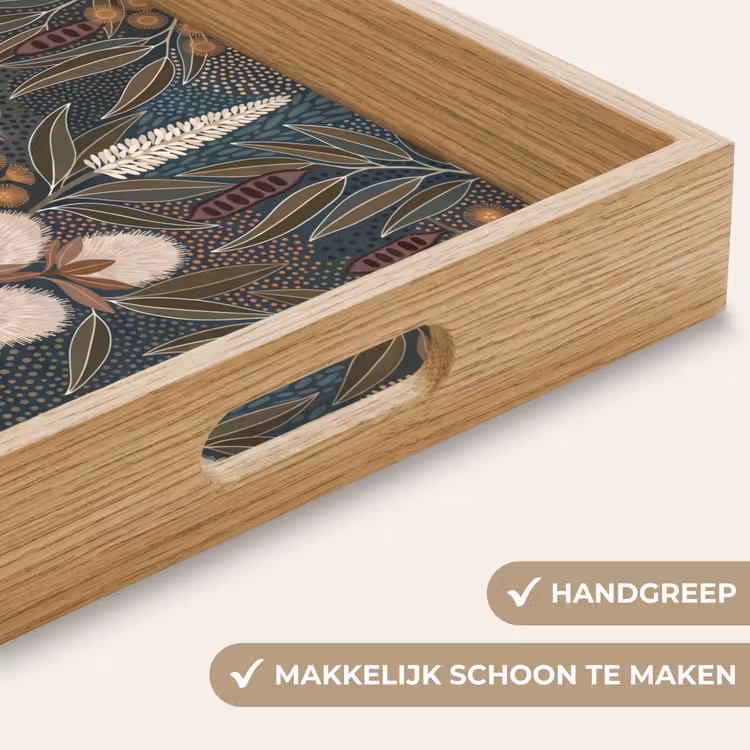 Vogel - Bladeren - Natuur - Illustratie - Groen Dienblad Rechthoek middel -USP_HandgreepNL