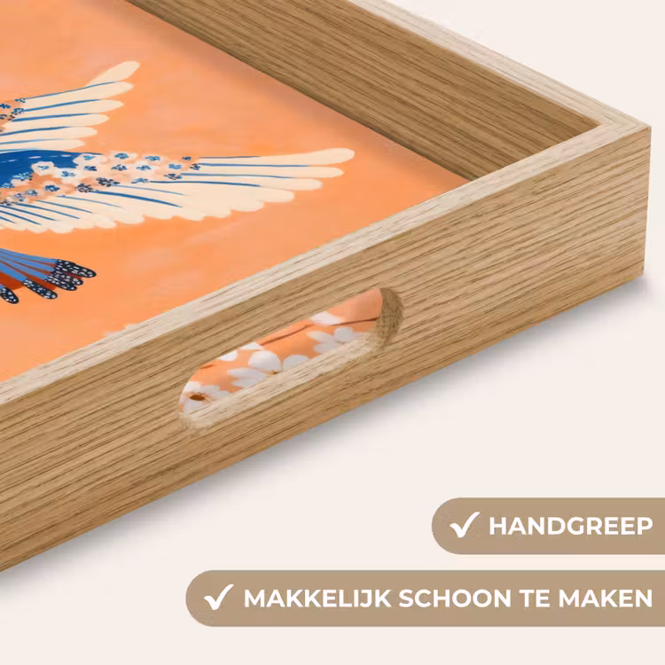 Vogel - Bloesemtakken - Warm - Kleurrijk Dienblad Rechthoek middel -USP_HandgreepNL