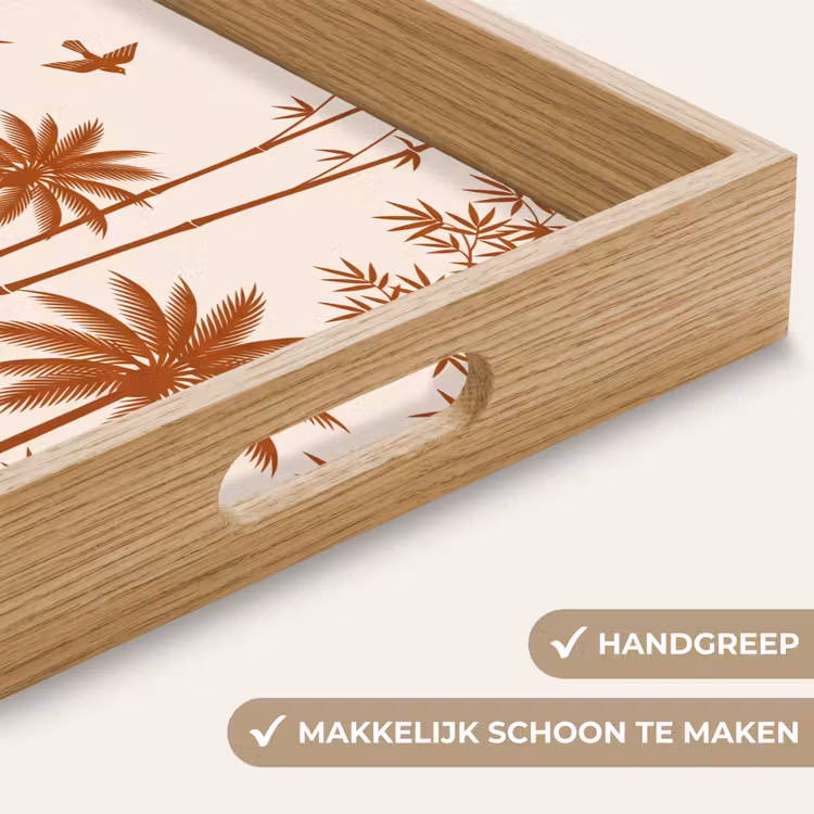 Vogel - Boom - Tropisch - Minimalistisch - Bruin Dienblad Rechthoek middel -USP_HandgreepNL