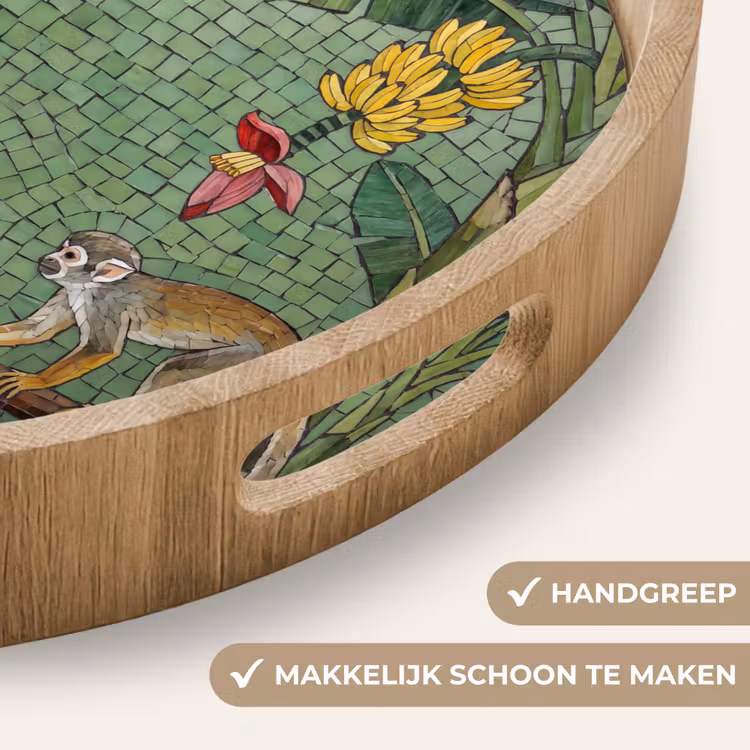 Vogel - Dier - Jungle - Mozaïek - Natuur Dienblad Rond middel -USP_HandgreepNL