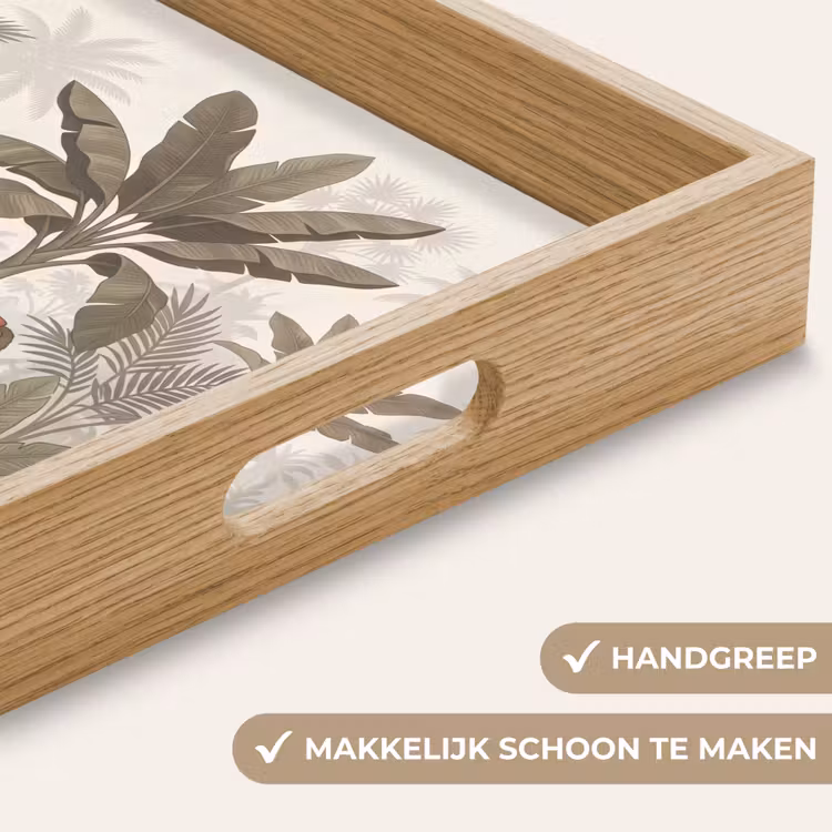 Vogel - Jungle - Tropisch - Illustratie - Groen Dienblad Rechthoek middel -USP_HandgreepNL