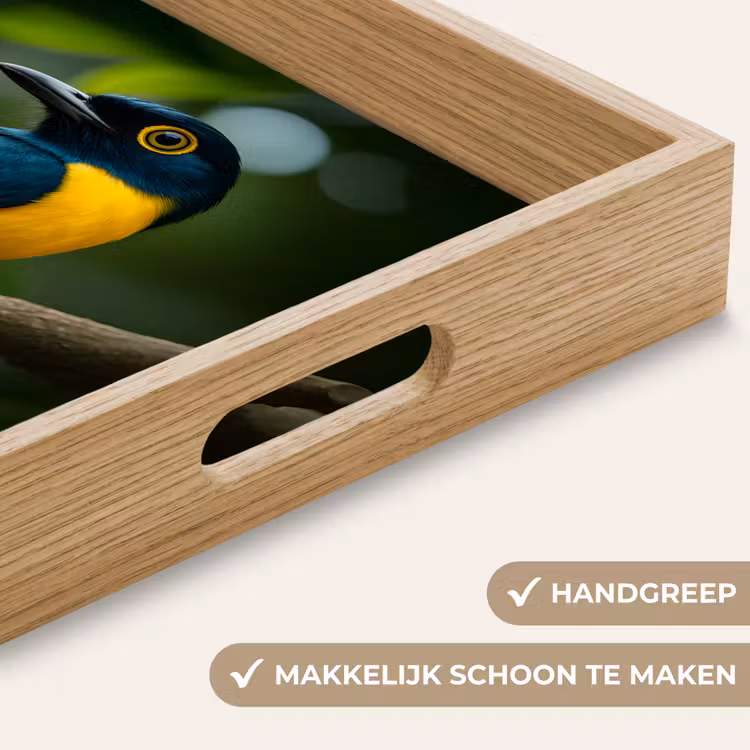 Vogel - Tak - Geel - Bladeren Dienblad Rechthoek middel -USP_HandgreepNL