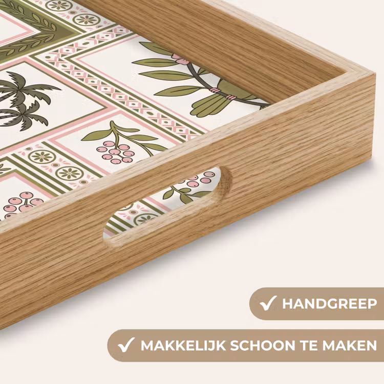 Vogel - Tropisch - Patroon - Decoratief - Groen Dienblad Rechthoek middel -USP_HandgreepNL