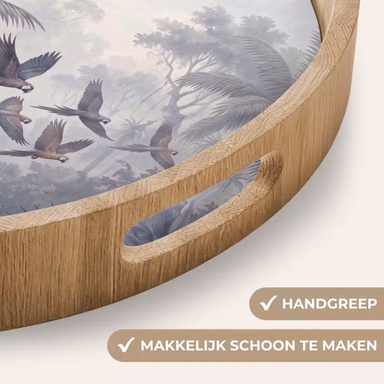 Vogel - Vliegend - Jungle - Vintage - Dieren Dienblad Rond middel -USP_HandgreepNL