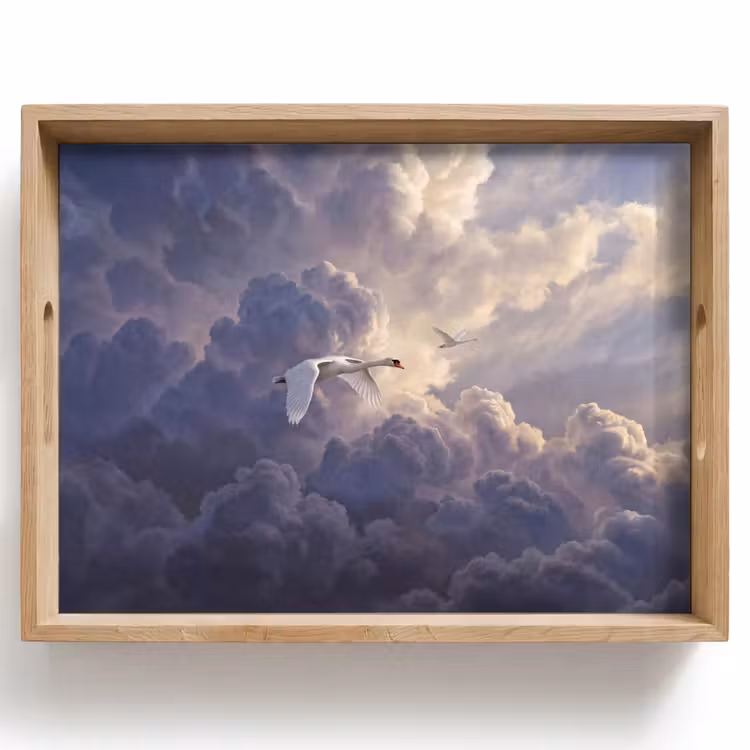 Vogel - Vliegend - Natuur - Wit - Wolken Dienblad Rechthoek middel -z3d_shopping