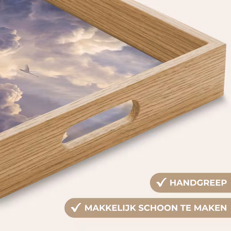 Vogel - Vliegend - Natuur - Wit - Wolken Dienblad Rechthoek middel -USP_HandgreepNL
