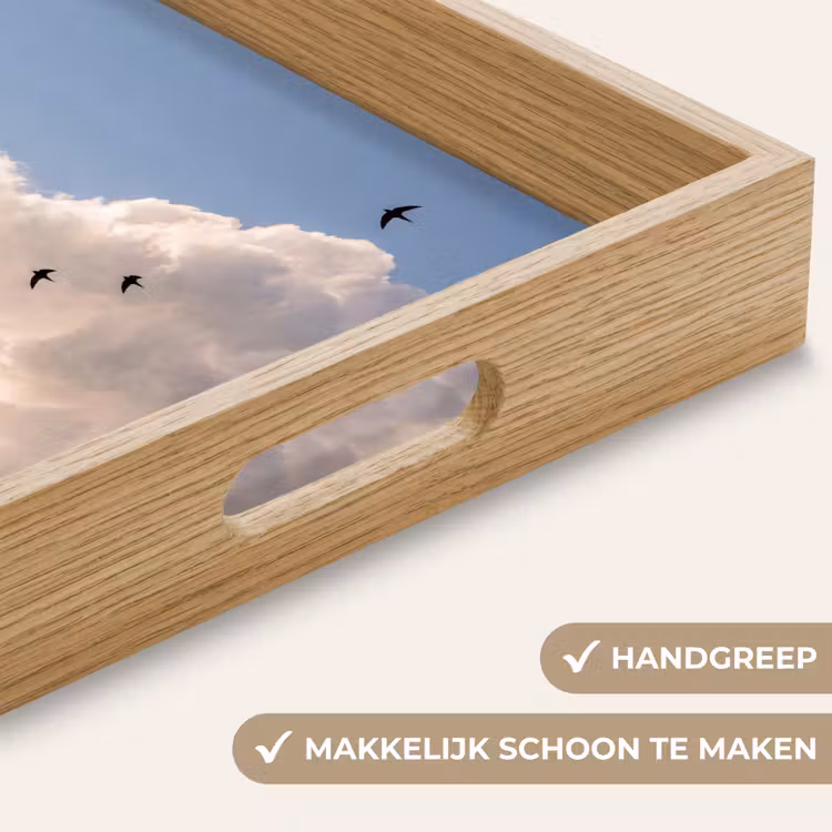 Vogel - Vlucht - Wolken - Natuur - Blauw Dienblad Rechthoek middel -USP_HandgreepNL
