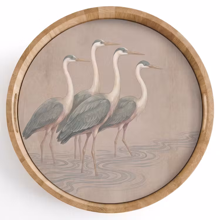 Vogel - Water - Natuur - Vintage Dienblad Rond middel -z3d_shopping