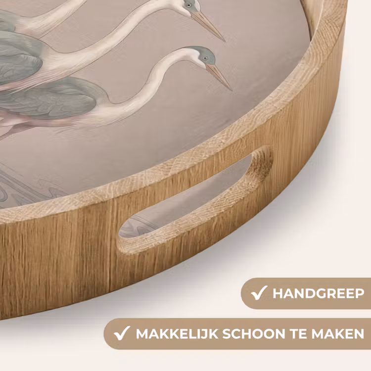 Vogel - Water - Natuur - Vintage Dienblad Rond middel -USP_HandgreepNL