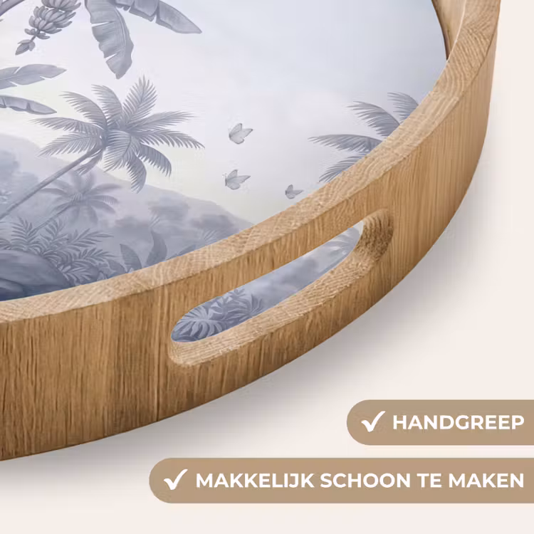 Vogel - Water - Tropisch - Natuur - Blauw Dienblad Rond middel -USP_HandgreepNL