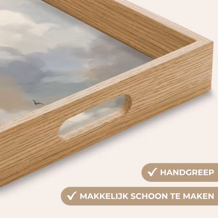 Vogel - Wolken - Natuur - Modern - Grijs Dienblad Rechthoek middel -USP_HandgreepNL