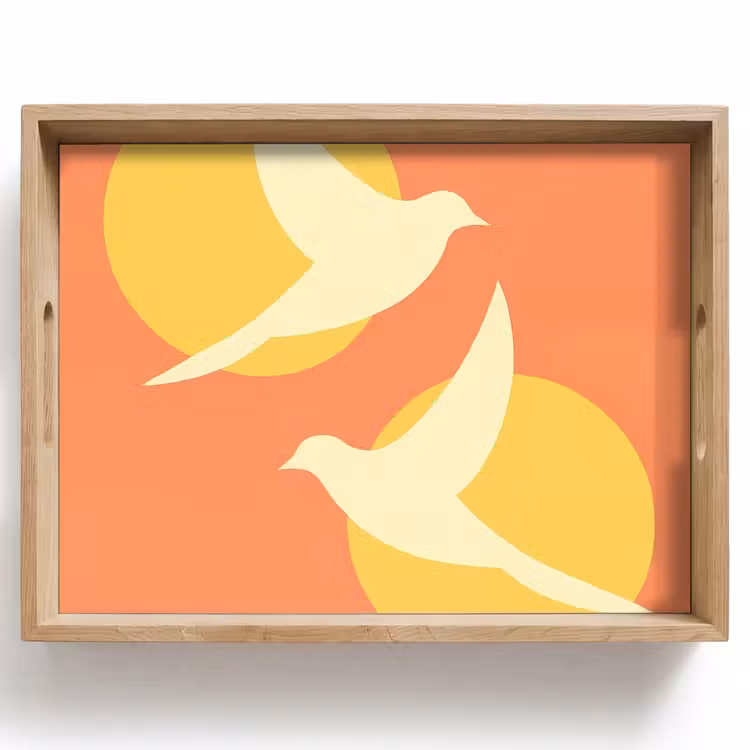 Vogels - Cirkels - Geel Dienblad Rechthoek middel -z3d_shopping