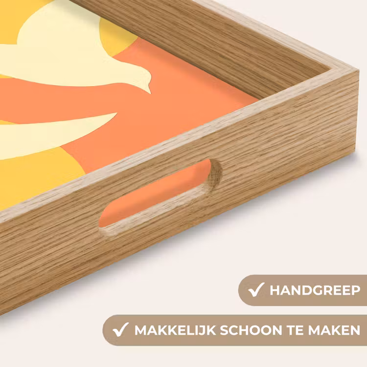 Vogels - Cirkels - Geel Dienblad Rechthoek middel -USP_HandgreepNL