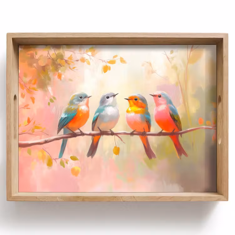 Vogels - Kleurrijk - Tak Dienblad Rechthoek middel -z3d_shopping