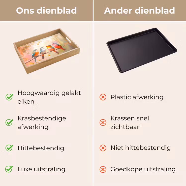 Vogels - Kleurrijk - Tak Dienblad Rechthoek middel -USP_VergelijkingNL