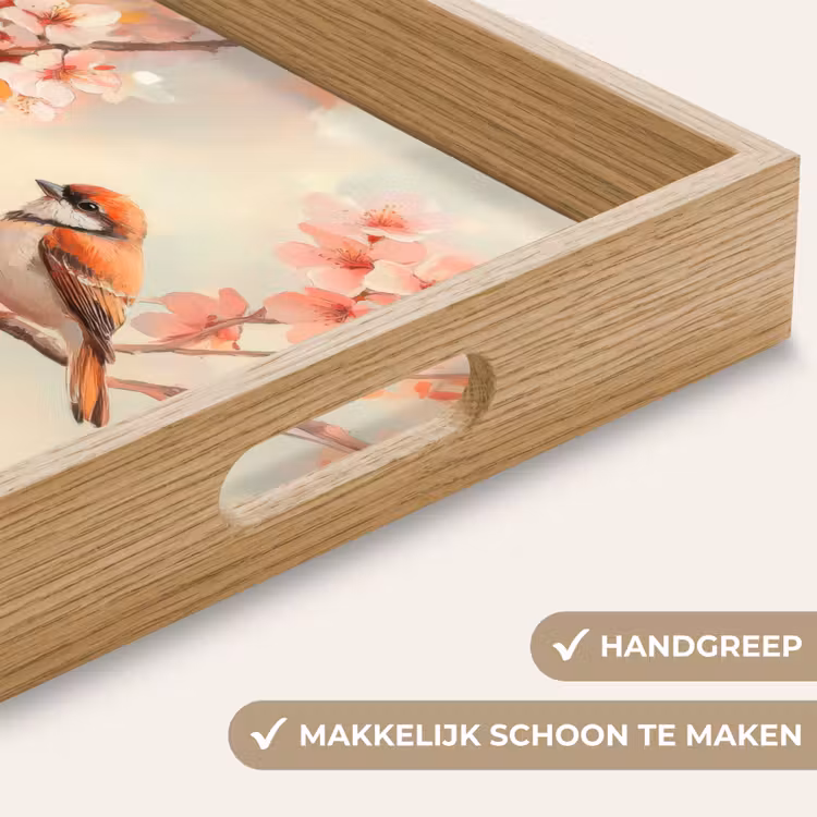 Vogels - Romantic - Bloesemtak Dienblad Rechthoek middel -USP_HandgreepNL
